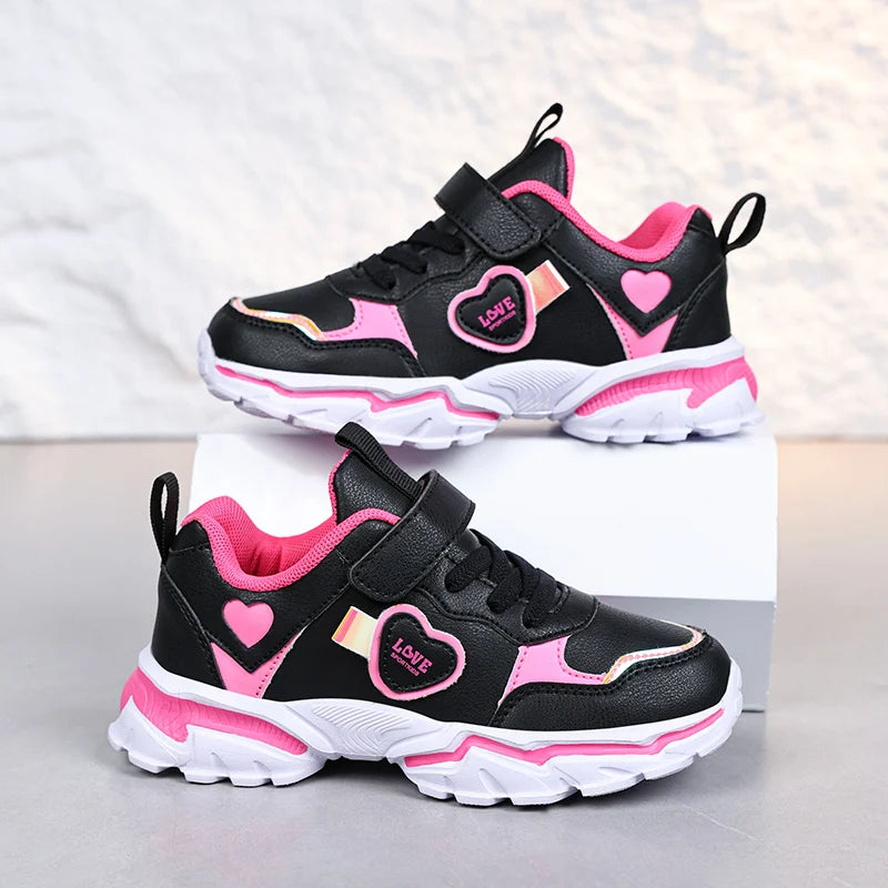 Autumn Girls Sneaker Children Leather Shoes PU Daily Kids Casual Walking Sneaker Platform Sports Tennis Sports Shoes Girl.