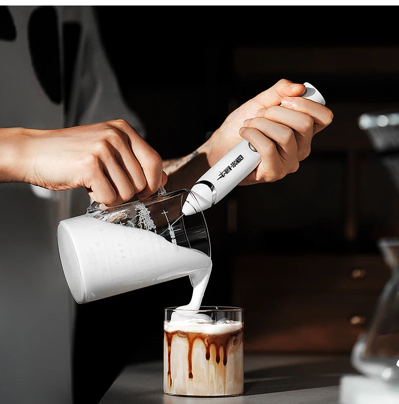 MHW-3BOMEBR Rechargeable Milk Frother Handheld Electric Foam Maker Stainless Steel Whisk Drink Mixer Foamer for Latte/Cappuccino