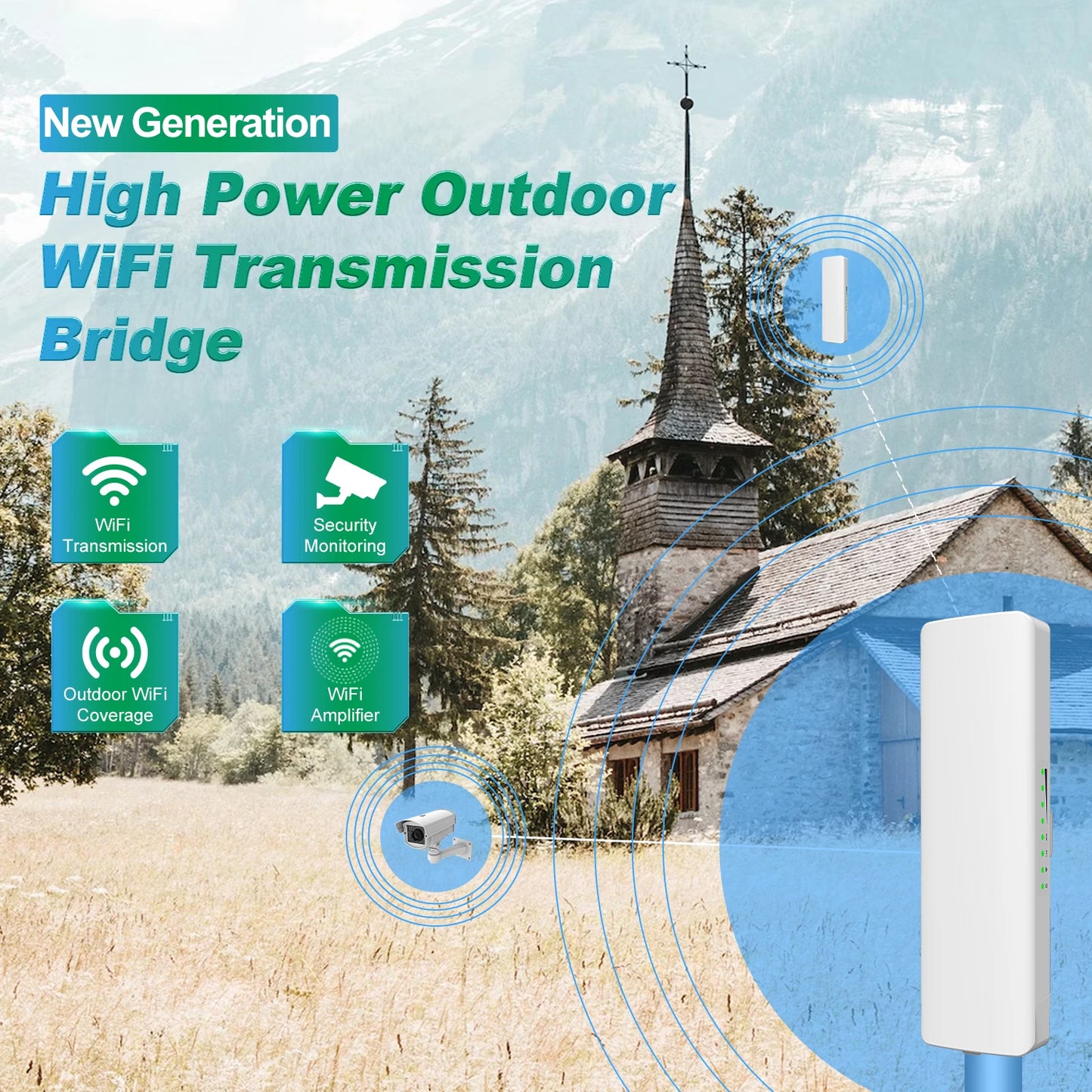 Comfast Outdoor Access Point 300Mbps 3-5KM Long Range Router CPE 2.4GHz Wireless Radio Bridge 2*14dBi Wifi Antenna Nanostation.