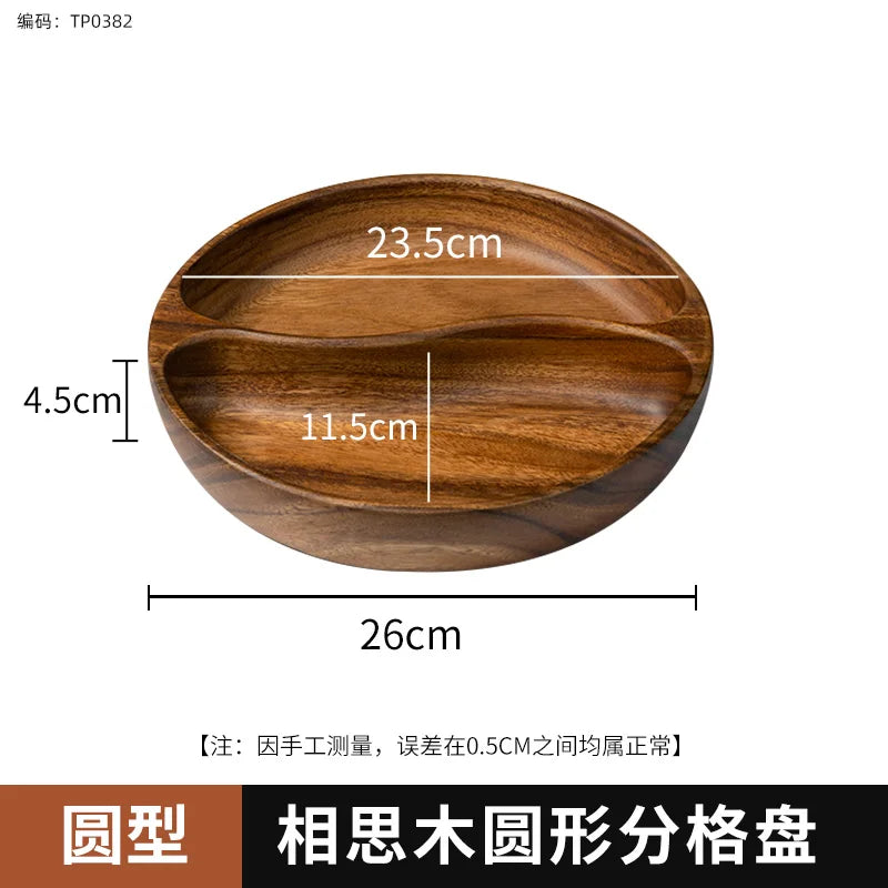 Acacia Wood Dried Fruit Plate High-grade Wooden Fruit Plate Snacks Home Refreshment Tray Nut Box Organizer.