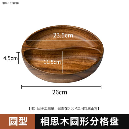 Acacia Wood Dried Fruit Plate High-grade Wooden Fruit Plate Snacks Home Refreshment Tray Nut Box Organizer.