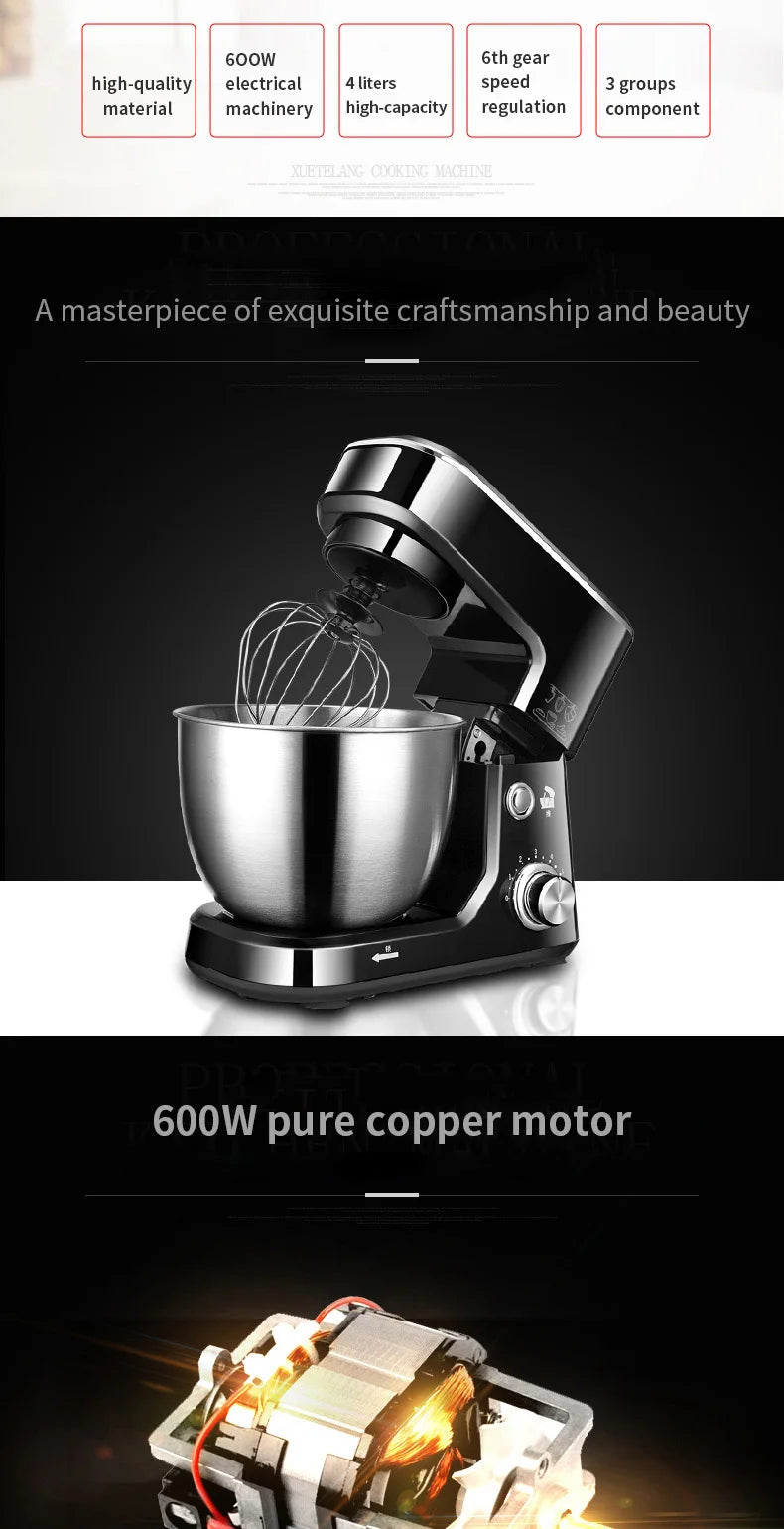 DIVEDEER 5L Multifunctional Chef Machine Household Automatic Dough Kneader Flour Mixer Blender Egg Whisker EU Compatible.