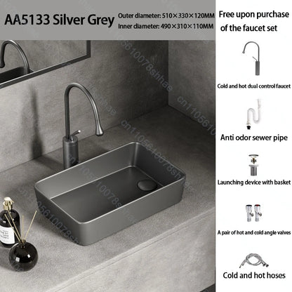 Luxuriöses Keramikgefäßwaschbecken, quadratisches Badezimmerwaschbecken, Arbeitsplatte, Kunstwaschbecken für Waschtischplatte, Keramik-Badezimmerwaschbecken für den Heimgebrauch