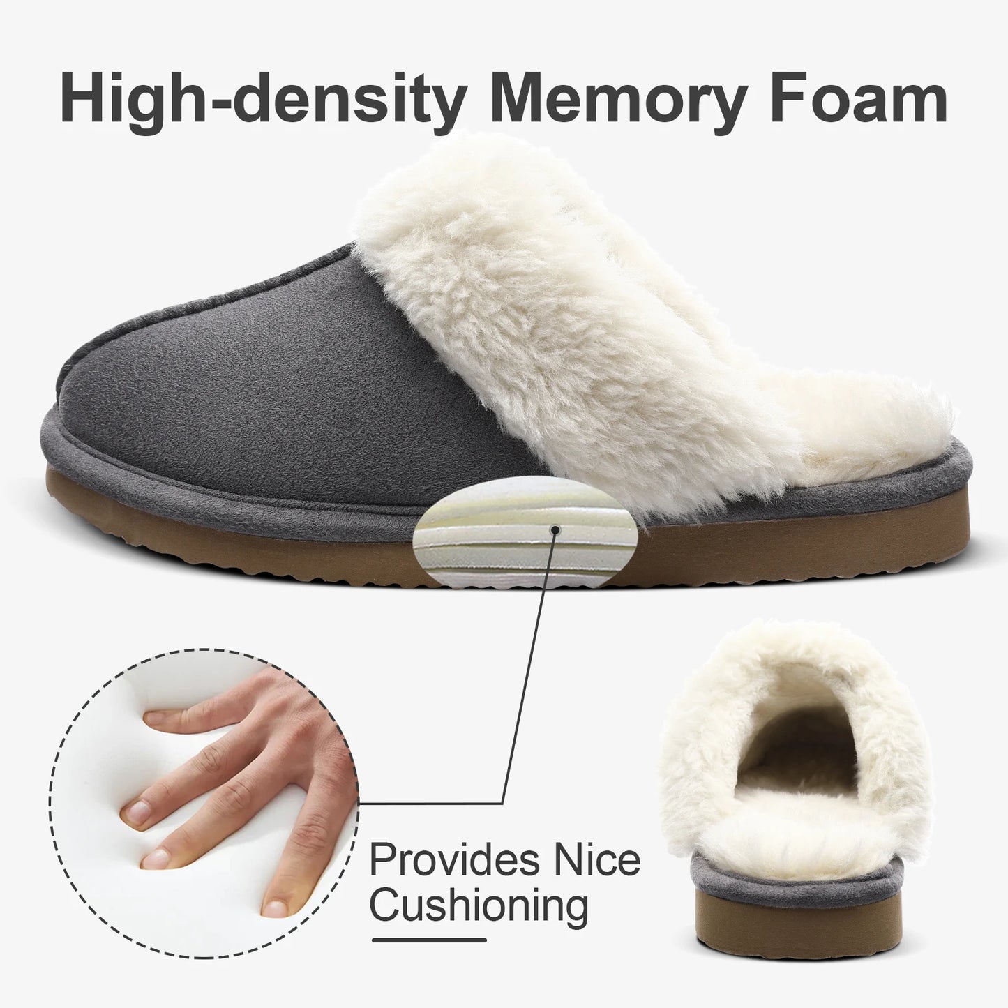 Evshine Women Plush Cotton Slippers Winter Indoor Warm Soft House Slipper Comfort Memory Foam Slides Outdoor Fur Fuzzy Flat Shoe.