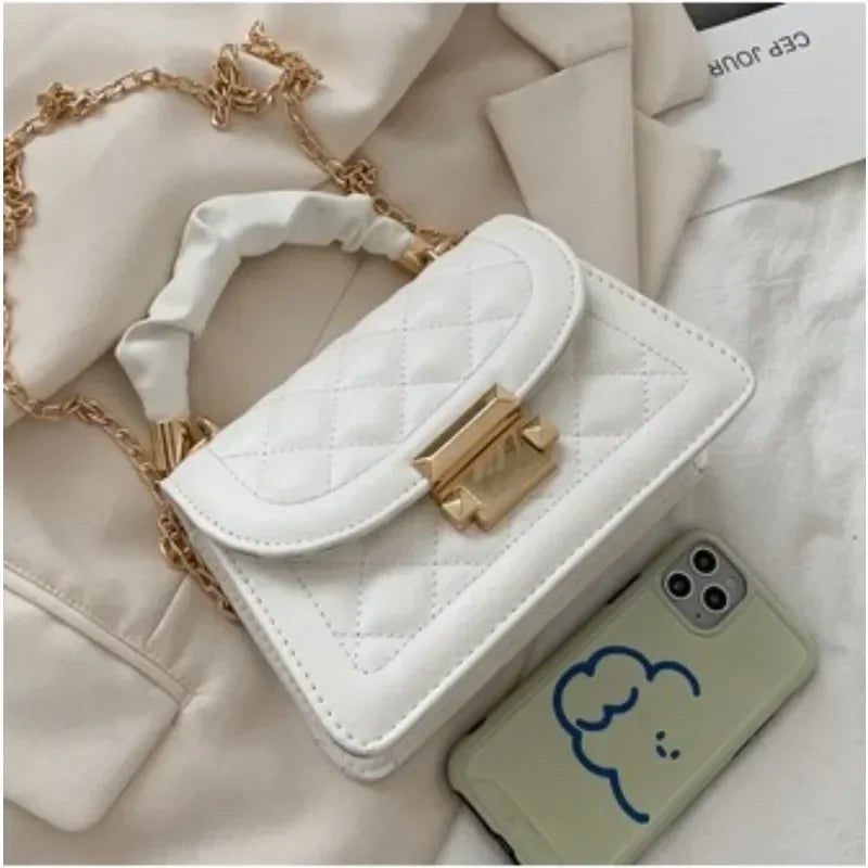 Women PU Leather Shoulder Bags Small Messenger Designer Female 2024 New Fashion Chain Rhomboid Crossbody Bag Ladies Mini Handbag.