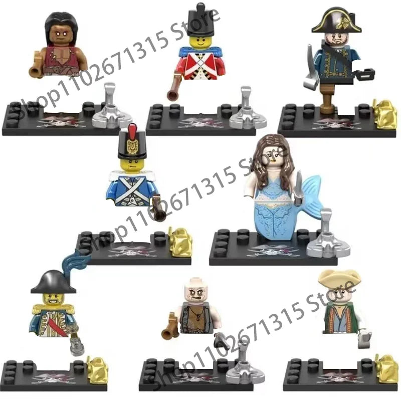 Movies Pirates Of The Caribbean Jack Sparrow Classic Movie Figures Head accessories Building Blocks Toys For Children.