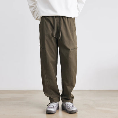 Men's American Overalls Spring and Autumn 2025 New Slim Scimitar Pants All-match Drawstring Casual Pants Wide-leg Pants