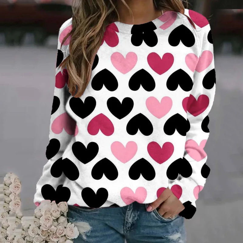 Love Heart Sweatshirts 3D Print Hoodie Women Fashion Streetwear Oversized O-Neck Hoodies Harajuku Woman Pullovers Woman Clothing