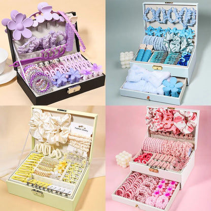 1150-Pcs Hair Clip Pearl Shark Fin Hair Grips Elastic Band Seamless Hair Bands Hair Ties Hair Accessories Gift Box Set.