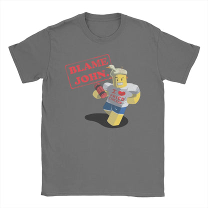 Men Women Shedletsky Blame John Forsaken T Shirts Meme Robloxs 100% Cotton Tops Short Sleeve Tee Shirt Graphic Printed T-Shirts.
