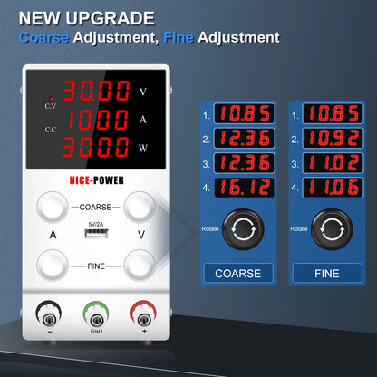 DC Lab Power Supply 30V 10A Adjustable Power Source For Phone Repair 24V 48V 72V Switching Power Supply Battery Fast Charging.
