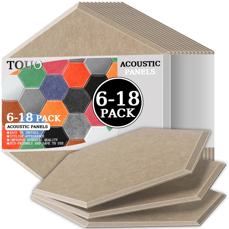 TOUO Acoustic Panels 6-18pc Noise Treatment Insulation Soundproofing Home Studio High Density Soundproof Wall Decor Bedroom