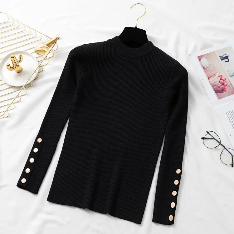 2025 weibliche Dünne Gestrickte Weiche Jumper Tops Herbst Winter Frauen Casual Pullover Pullover Taste Lange Hülse O-ansatz Chic Pullover