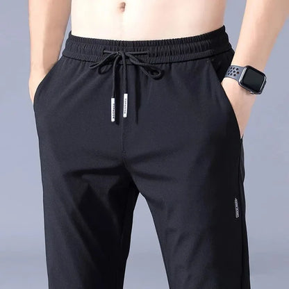 Men's Pants 2025 Summer New Black Gray Thin Business Casual Pants Outdoor Elastic Breathable Straight Leg Sweatpants.