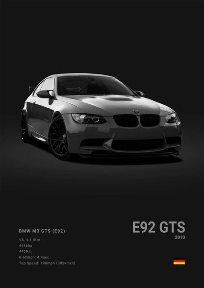 Black Background Sports Cars Poster and Prints F87 M3 M4 G90 E46 Luxury Car Canvas Painting Wall Art Pictures Room Office