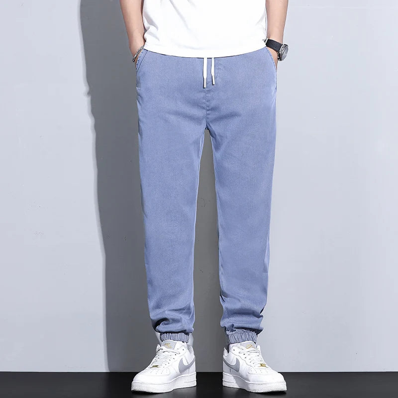 Men's Lyocell Loose Cuffed Tapered Pants 2025 Summer Autumn Comfortable Breathable Casual Long Pants Plus Size 5XL