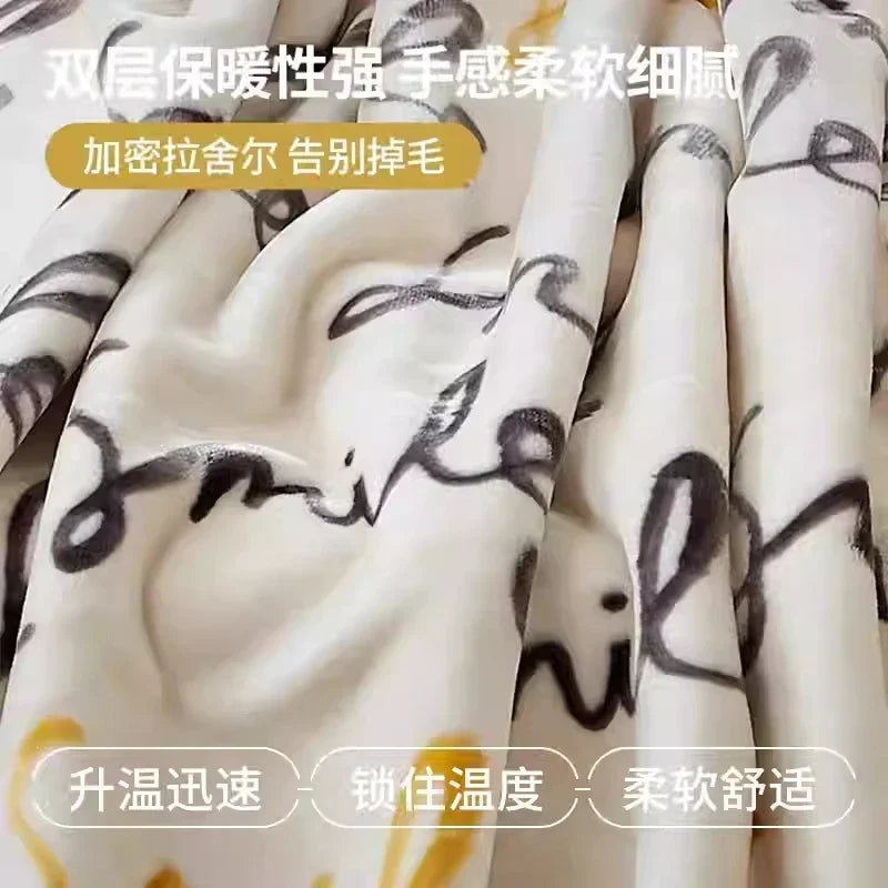 Printing Blanket Quilt Winter Keep Warm Double-deck Thickening Soft Comfortable Multiple Specifications Add Velvet Siesta Sheet.