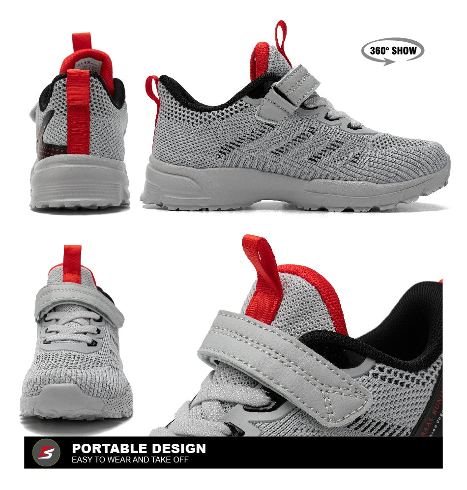 Baasploa Children Running Shoes Fashion Lightweight Boys Sport Sneakers Breathable Mesh Tenis School Shoes for Boys Kids Sneaker