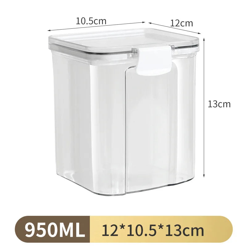 Large Capacity Waterproof Transparent Sealed Jar Multi-size Scene Kitchen Candy Dried Grain Storage With Lid Fridge Storage Tank