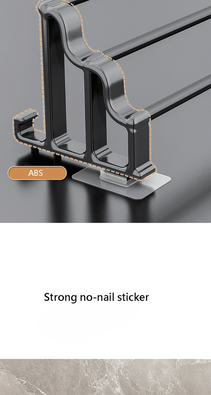 Handtuchhalter mit drei Stangen, selbstklebender, stanzfreier Handtuchhalter mit Haken, platzsparender Handtuch-Aufbewahrungsregal für Badezimmer