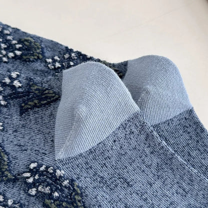 Autumn Winter Long For Women Retro Harajuku Relief Print Daily Casual Streetwear Cute Socks Fashion Japanese Style Women's Socks.