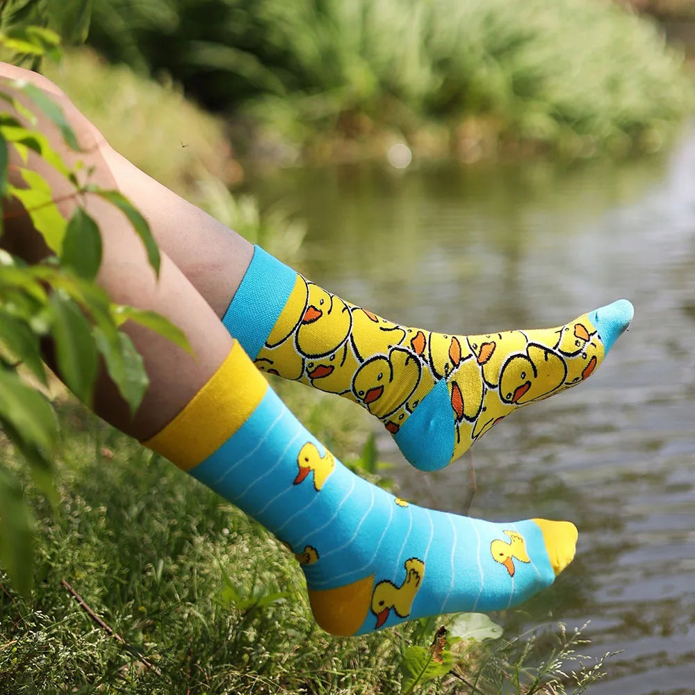 1 Pair Man Women Sock Original AB Tide Socks Colorful Cat Dog Koala Cow Cotton Socks Four Seasons Unisex Medium tube Socks Gift.