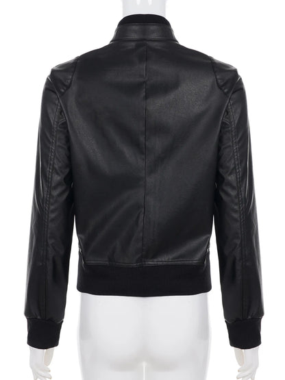 AltGoth Harajuku Streetwear Pu Leder Jacke Mall Gothic Cyber Punk Rollkragen Crop Mäntel Hipster Dark Grunge Rave Outfit Femme