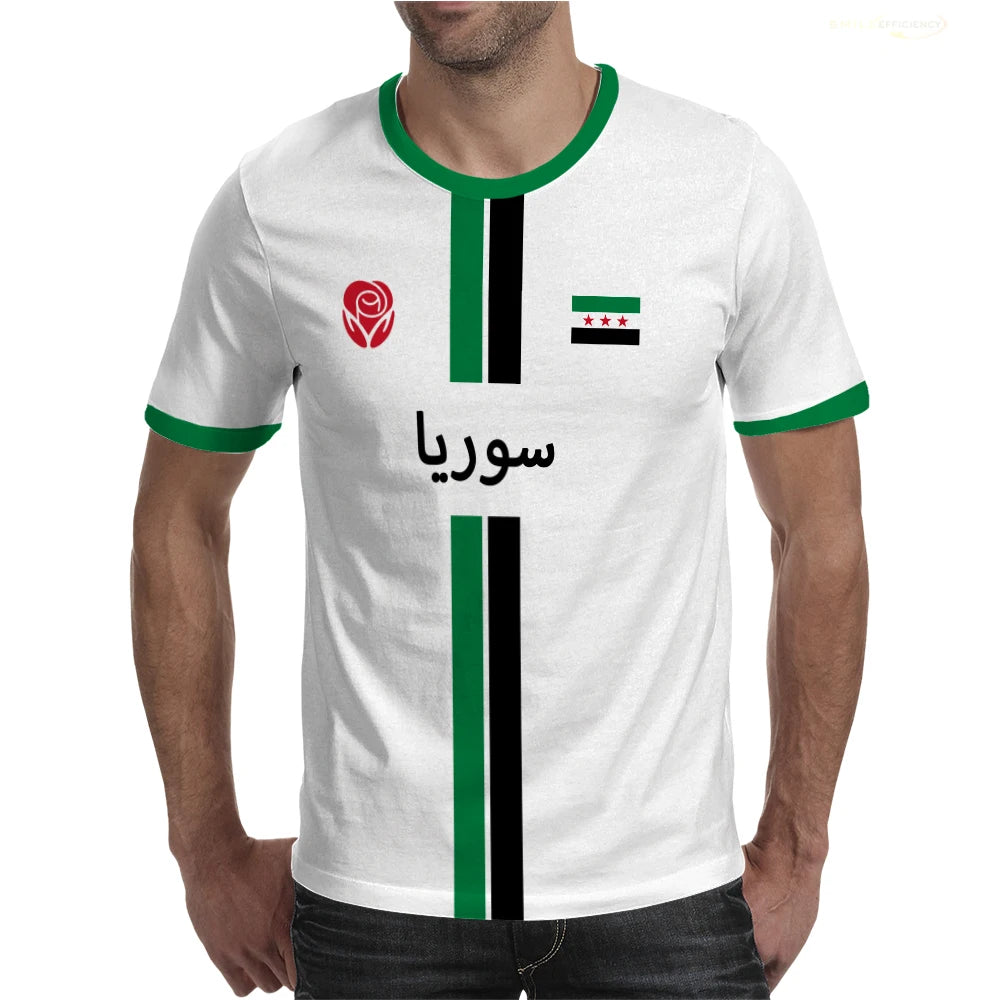 New Syria Football Jersey Men's Sports T-shirts Syrian Flag Street Oversized Tops Unisex Casual Graphic T-shirts Mens Gifts.