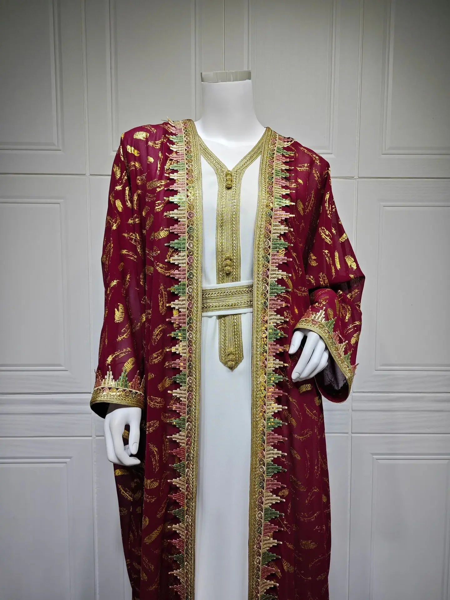 Muslim Abaya 3 Piece Set Women Party Dresses Cardigan Robe Sashes Suit Bronzing Jalabiya Ramadan Morocco Dubai Kaftan Vestidos