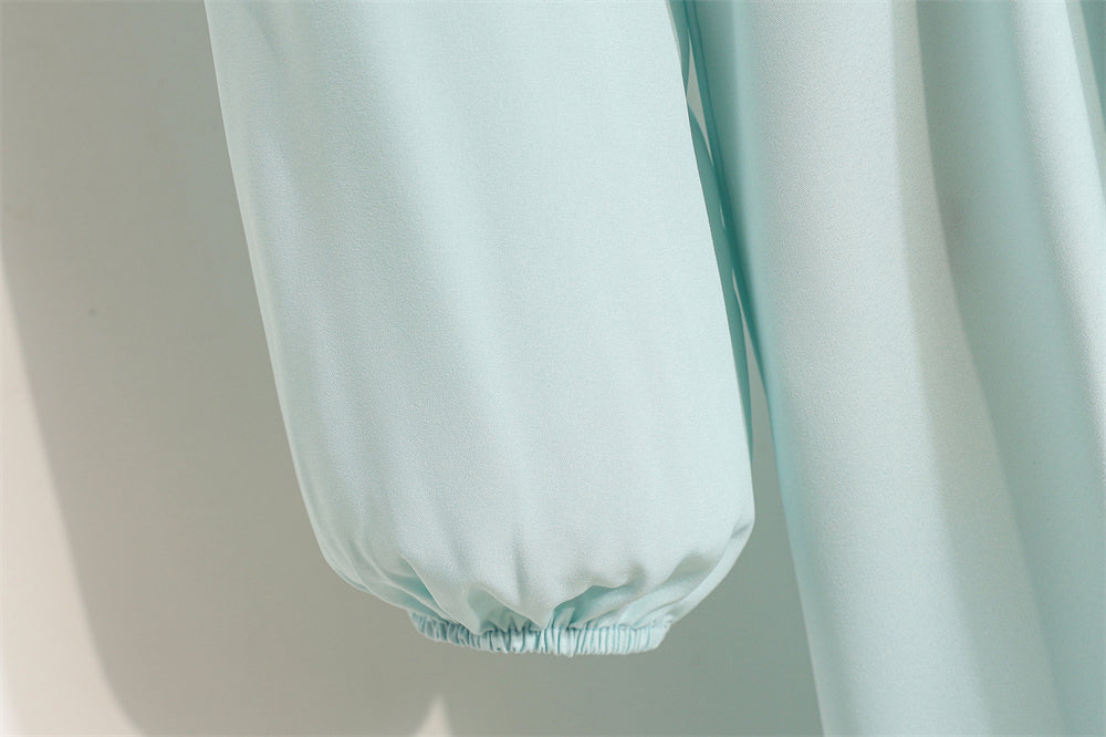 Frühling Herbst Mode weibliche Vestidos solide volle Ärmel O-Ausschnitt lässig Chiffon Kleid Frauen muslimischen langen Kleid Maxi kleider