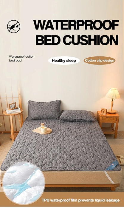Waterproof Mattress Topper with Elastic Band Quilted Protector Pad Bedspread Winter Mattress Cover for Single/Double Bed 140/160.