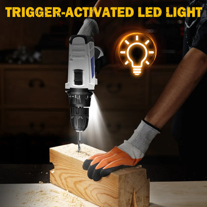 16,8-V-Akku-Bohrschrauber-Set, 2-in-1-Mini-Elektroschrauber-Werkzeuge + LED-Arbeitsleuchte, hohes Drehmoment, 45 Nm