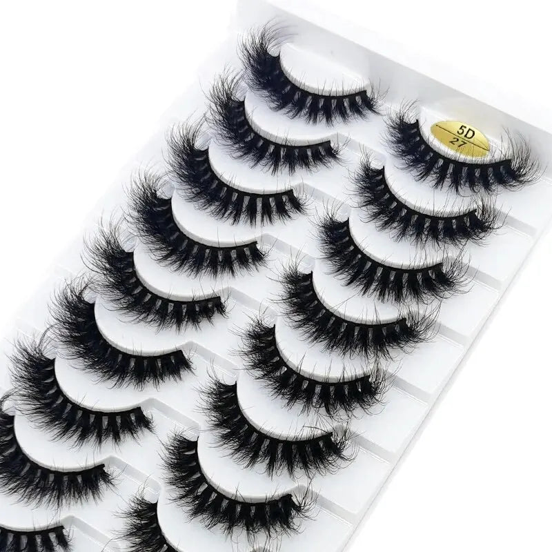 10 Pairs Lashes Fluffy Soft Russian Volumes Mink Lashes 3D Mink Eyelashes Lashes Reusable Fluffy False Lashes Russian Extensions.