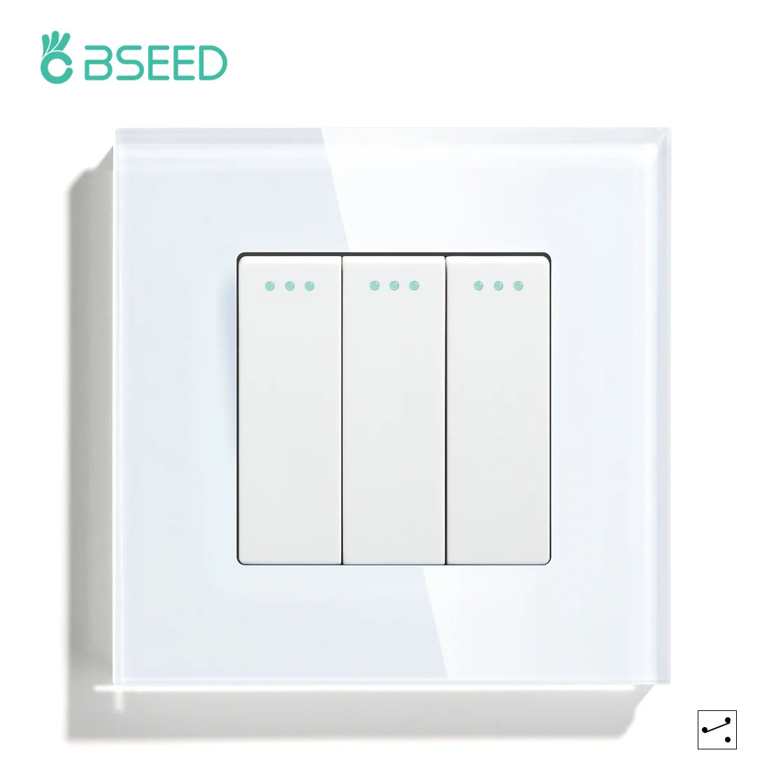 BSEED 1/2/3 Gang Wandschalter 2-Wege-Treppenlichtschalter Plus Typ-C USB-Buchse EU-Standard-Glasscheibe
