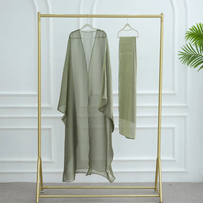 Middle Eastern Islamic Three-Piece Clothing for Women Ramadan Muslim Modest Abaya Dress with Hijab 2025 New Turkey Kaftan Robe