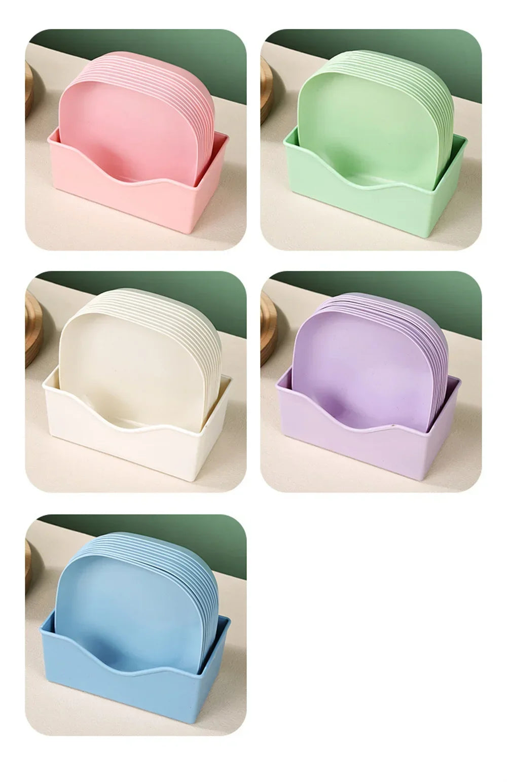 10pcs Multi-function Spit Bone Dish Food Grade Plastic  Round Square Set Dining Table Garbage Plate  Household Snack Fruit Plate.