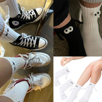 Funny Adult Socks Magnetic Hand in Hand Solid Color Cartoon Couple Socks Holiday Party Gifts for All Seasons.