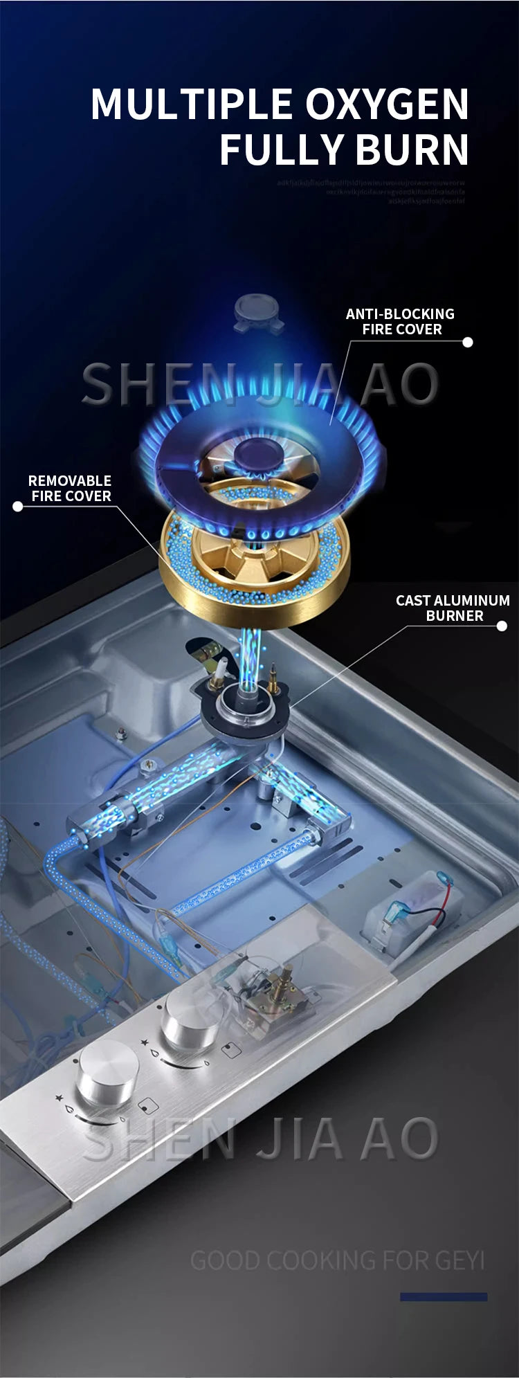 JYZ/T-733-PCB Gas Stove Three Eyes Stove Household Desk Embedded Dual-use Double Stove Natural Gas Liquefied Gas Stove.