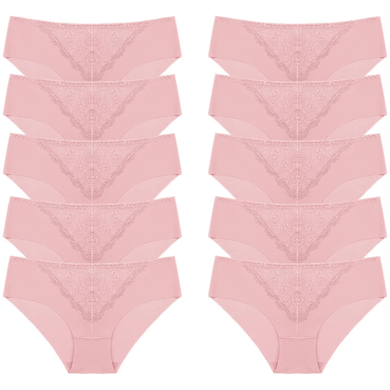 BZEL 10PCS/Set Women's Panties Exquisite Sweet Lace Underwear Sexy Lingerie Silk Satin Briefs Woman Comfort Breathable Underpant
