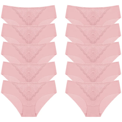 BZEL 10PCS/Set Women's Panties Exquisite Sweet Lace Underwear Sexy Lingerie Silk Satin Briefs Woman Comfort Breathable Underpant