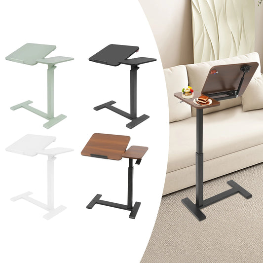 Mobiler Stehschreibtisch mit Tablettplatte, höhenverstellbar, 26–41 Zoll, drehbar, 40 kg belastbar, versteckte Räder für Home-Office-Laptops