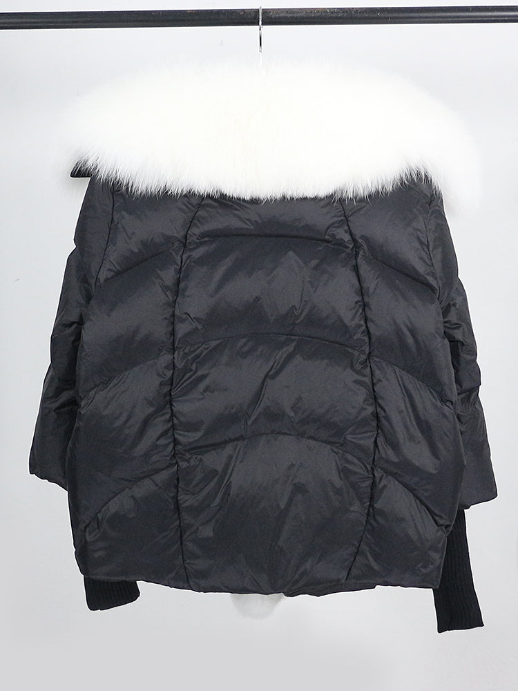Lose Natürliche Echt Fox Pelz Kragen Mantel Dicke Neue Europäische Mode Weiße Ente Unten Jacke Winter Frauen Warme Luxus Oberbekleidung