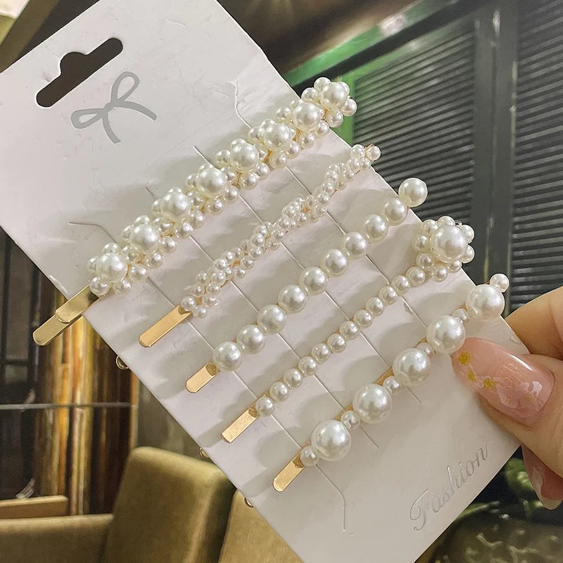 Simulated Pearl Hair Clips For Women Korean Women Hairpins Girl Geometric Hair Barrettes Fashion Hairgrip Hair Accessories