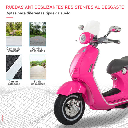 Electric Motorcycle for Children 3-6 Years Old Authorized from Vespa 108X49X75 cm Pink.