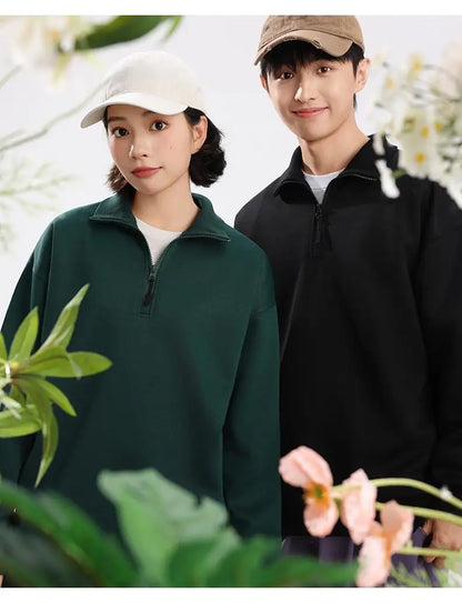 XH-528 2025 Autumn New Regular Fit Lightweight 360gsm Thermal Fabric Half Zip Sweatshirts Men Pullovers