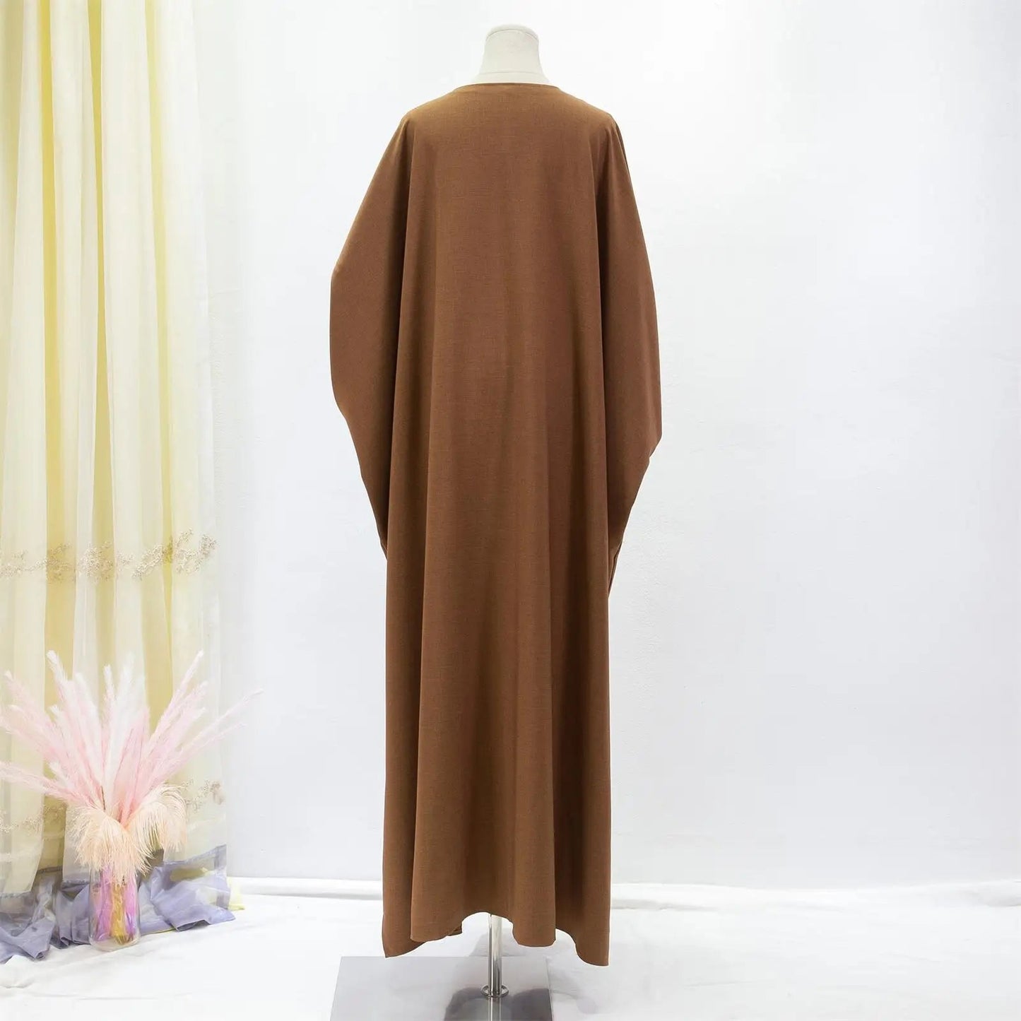 Offene Front Abaya Langarm solide Muslime aus Kaftan lose Maxi Länge Kleid Frauen Jilbabs Cardigan Mantel Damen bekleidung.