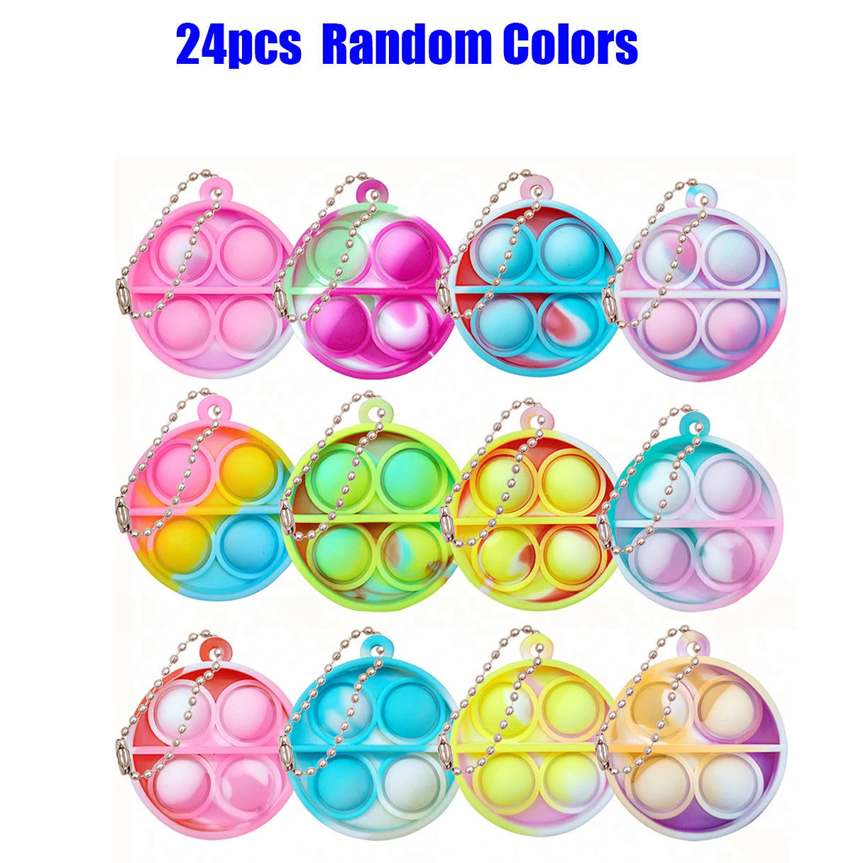 12/24/48Pcs Mini Pop Fidget Toy Pack Kit Keychain Stress Relief Toys Party Favors Office Desk Toy for Kids Adults Brinquedos.
