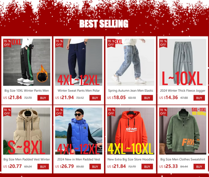 Large Size Men's Hoodie Jacket Hooded Long Sleeve Thick Warm Fleece Lined Sweatshirt Male Casual Winter 10XL 12XL Extra Big Plus.