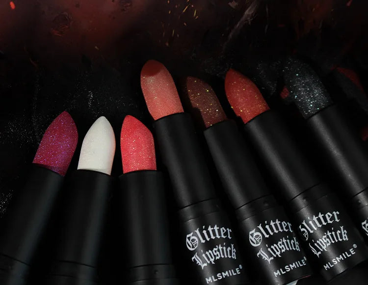 7Colors Glitter Lipstick Waterproof Long Lasting Diamond Pearlescent Metallic Lipstick Black Lipgloss Women Lips Makeup Cosmetic.
