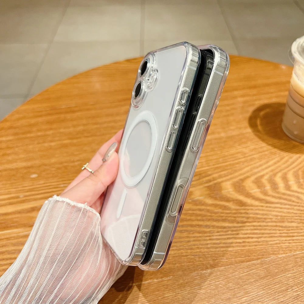 Ultra thin 17 Pro Max Magnetic Case Transparent Magsafe Case For iPhone 17 Air 16 15 14 13 11 12 Pro Max Camera Protect Cover.